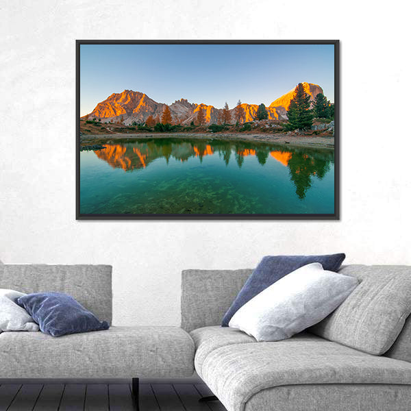 Limides Lake Reflection at Golden Hour Canvas Wall Art