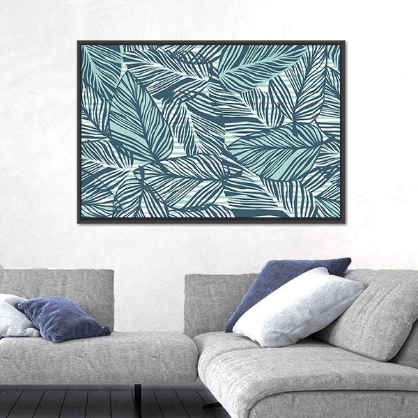 Seamless Palm Leaves Pattern Canvas Wall Art