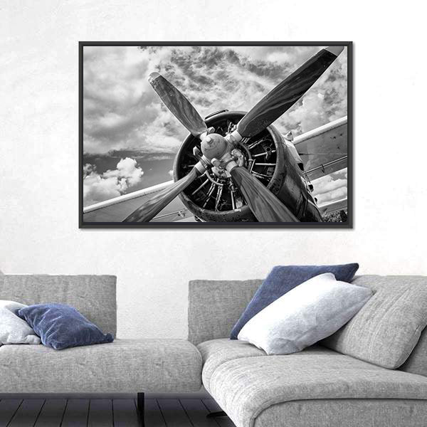Vintage Airplane Propeller Close-up Canvas Wall Art