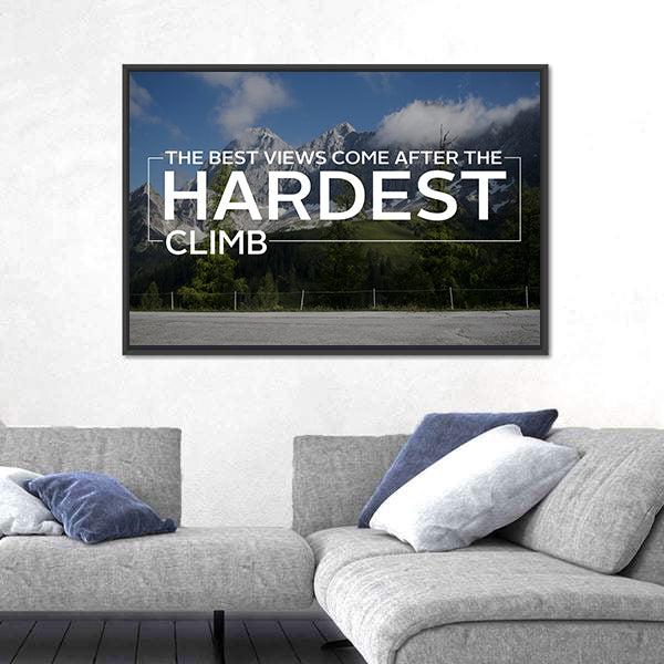 Workout Quote Over Alpine Mountain Road Canvas Wall Art
