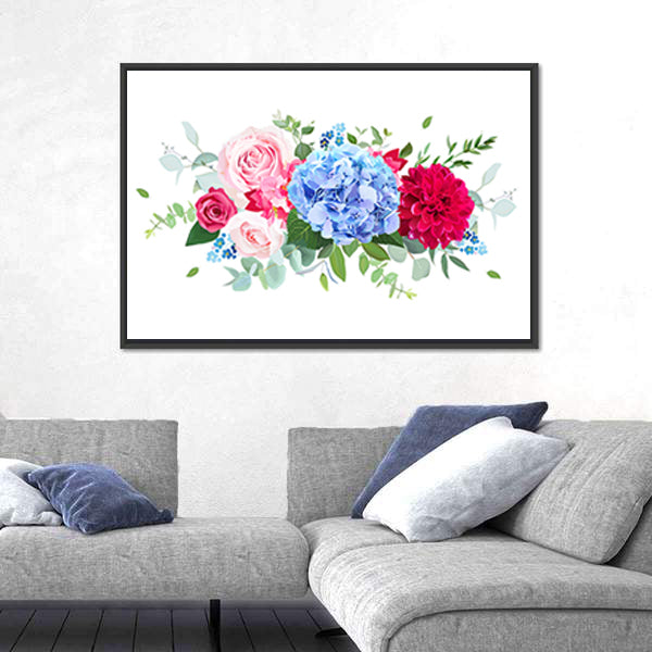 Summer Wedding Floral Bouquet Canvas Wall Art