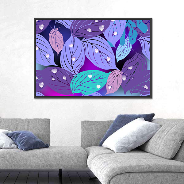 Purple Teal Leaf Texture Canvas Wall Art