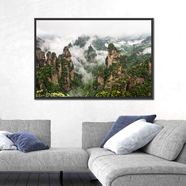 Zhangjiajie Misty Sandstone Pillars Canvas Wall Art