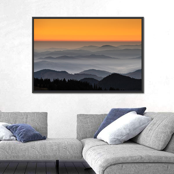 Rarau Mountain At Sunrise In Romania Canvas Wall Art
