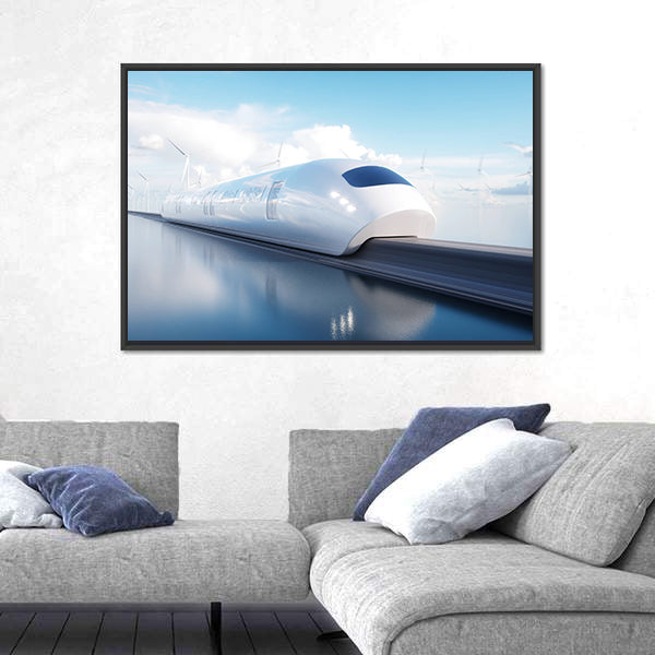 Speedily Futuristic Monorail Train Canvas Wall Art