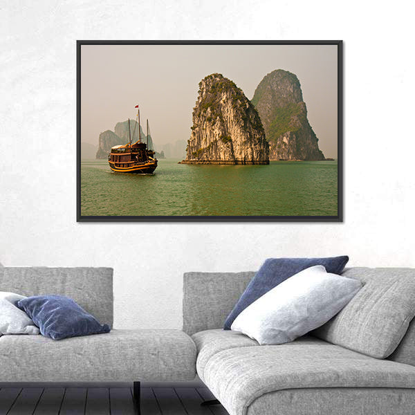 Boat in Halong Bay, Vietnam Canvas Wall Art