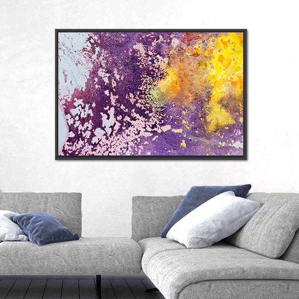 Purple and Yellow Abstract Texture Canvas Wall Art