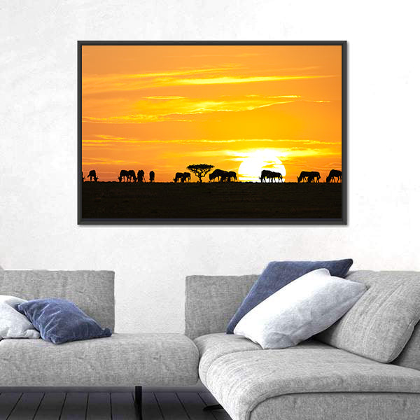 Sunrise In Serengeti National Park In Tanzania Canvas Wall Art