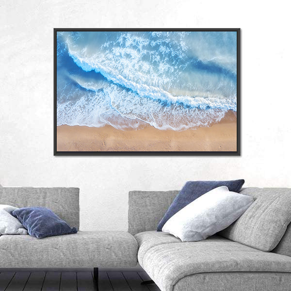 Beach And Waves From Top Canvas Wall Art