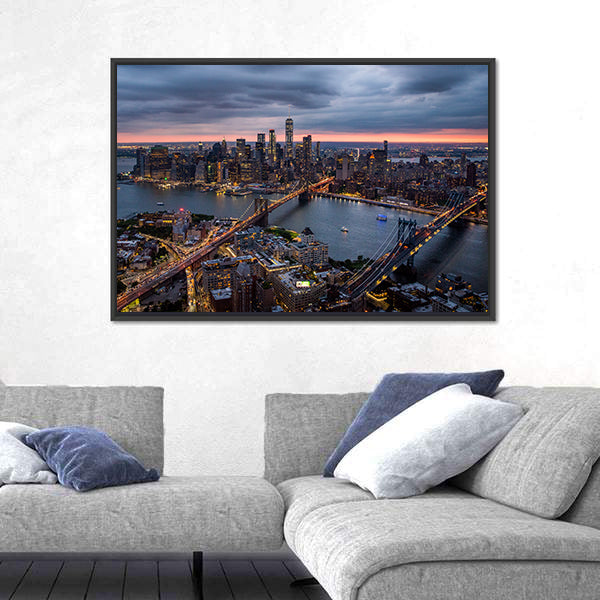 New York City at Night Canvas Wall Art