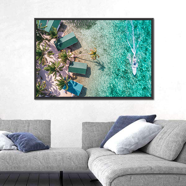 Aerial View of Tropical Island Coast Canvas Wall Art