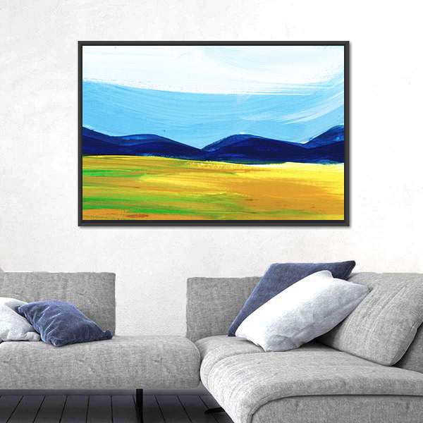 Scenic Mountains Field Artwork Canvas Wall Art