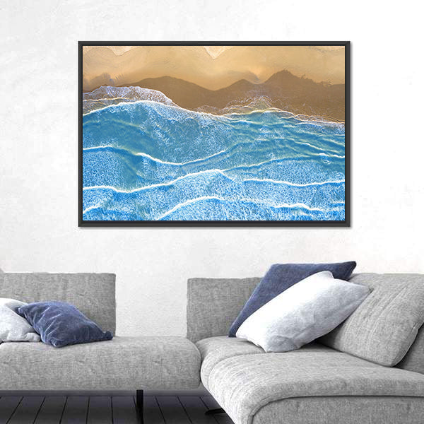 Blue Sea At The Beach Artwork Canvas Wall Art