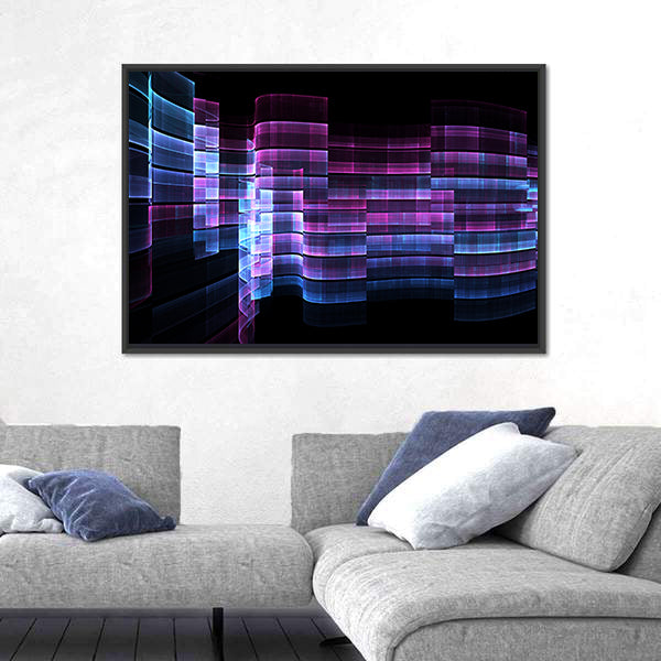 Futuristic Digital Grid Abstract Canvas Wall Art