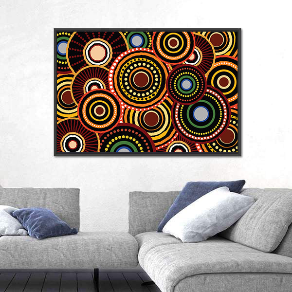 Concentric Dotted Circle Pattern Canvas Wall Art