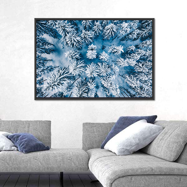 Trees And Snow In Winter Forest Canvas Wall Art