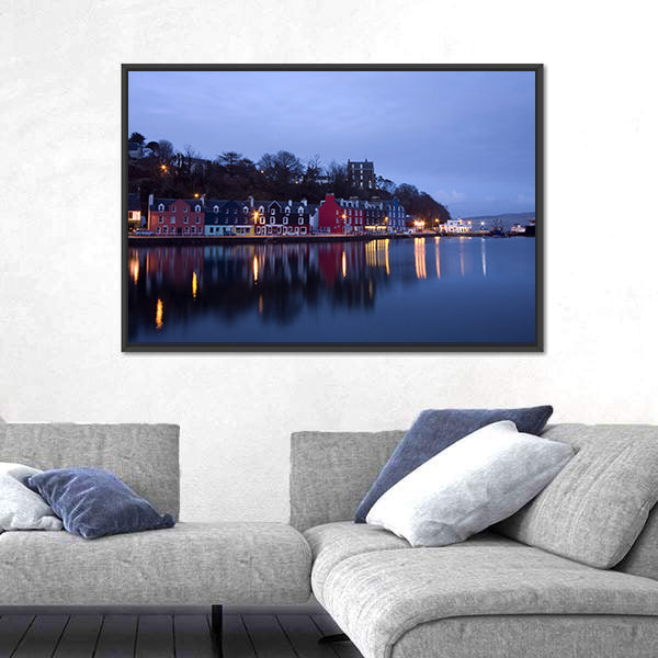 Tobermory Harbor Reflections at Twilight Canvas Wall Art