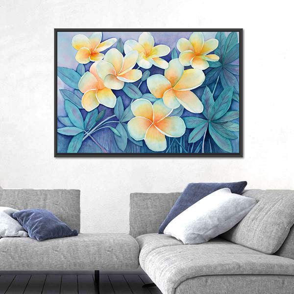 Tropical Frangipani Flowers Canvas Wall Art