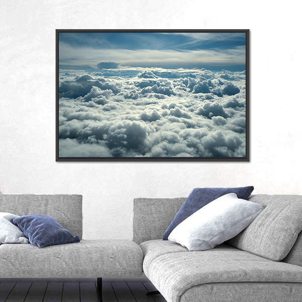 Clouds In Morning From Airplane Canvas Wall Art
