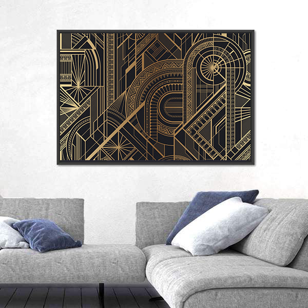 Circles and Ornaments Pattern Canvas Wall Art