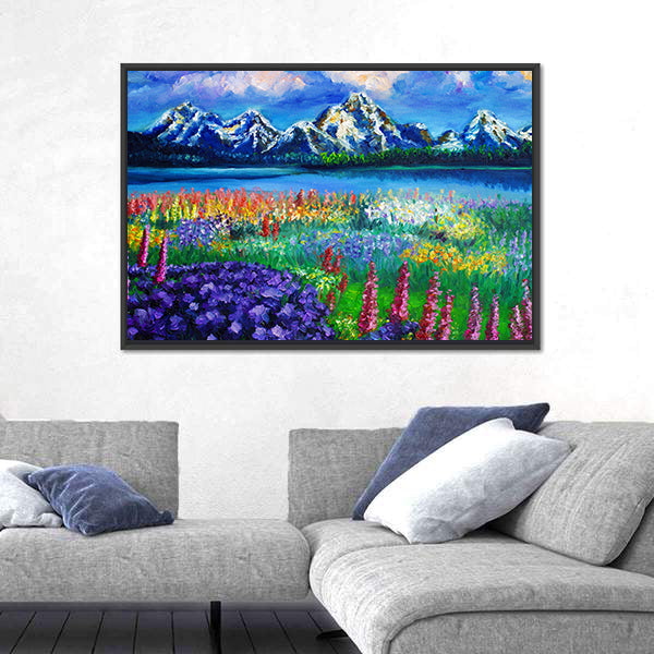 Spring Mountain Lake Canvas Wall Art