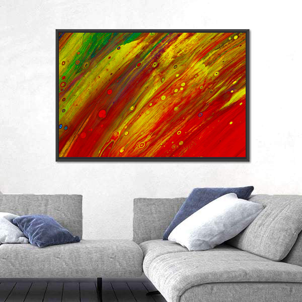 Red and Yellow Fluid Abstract Canvas Wall Art