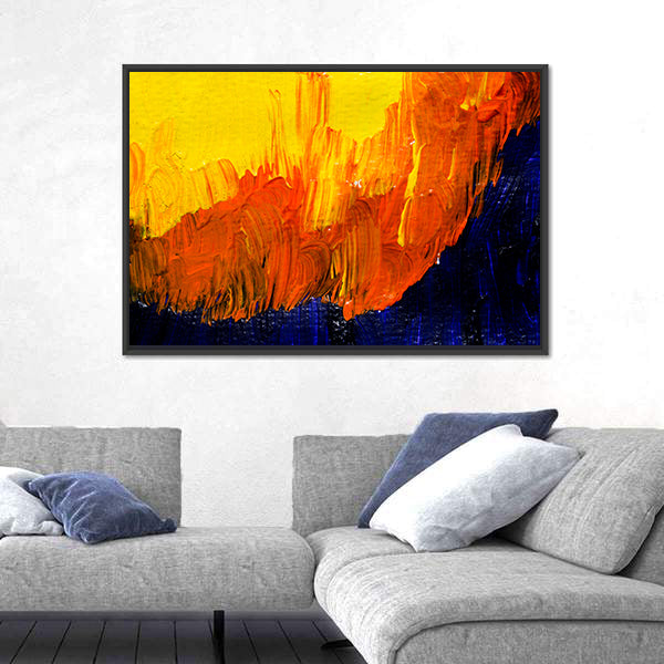 Bold Impasto Brushstrokes in Warm and Cool Hues Canvas Wall Art