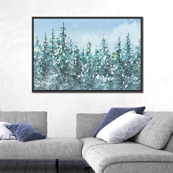 Spruce Forest in Falling Snow Canvas Wall Art