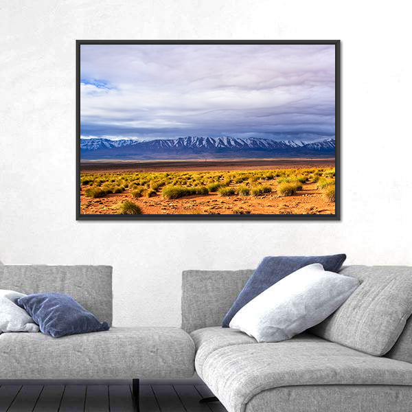 Morocco Desert With Mountains Peaks Canvas Wall Art