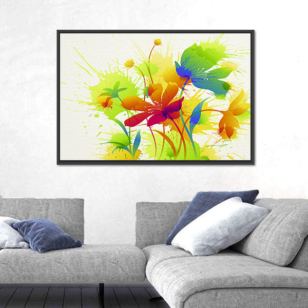 Colorful Abstract Floral Burst Canvas Wall Art