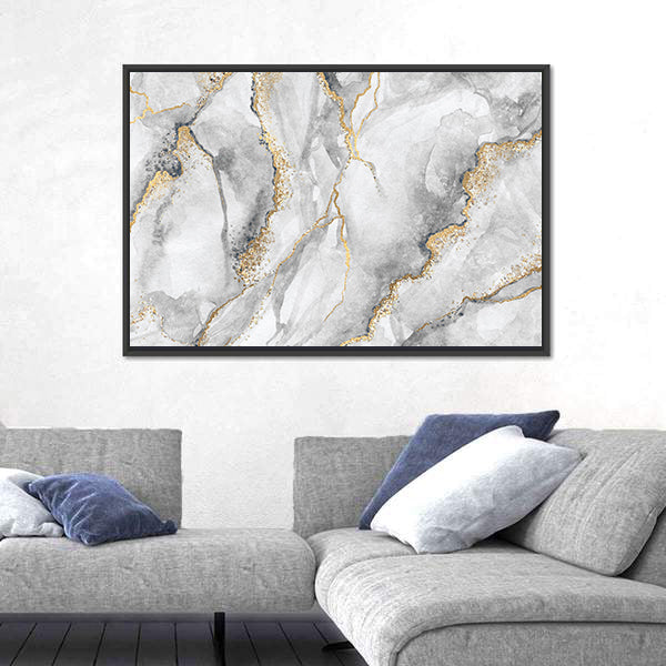 Marble With Gold Veins Canvas Wall Art