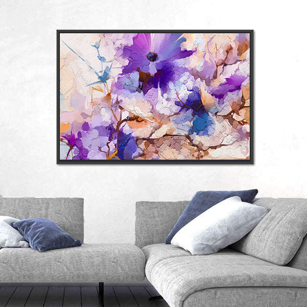 Oil Painted Spring Flowers Canvas Wall Art