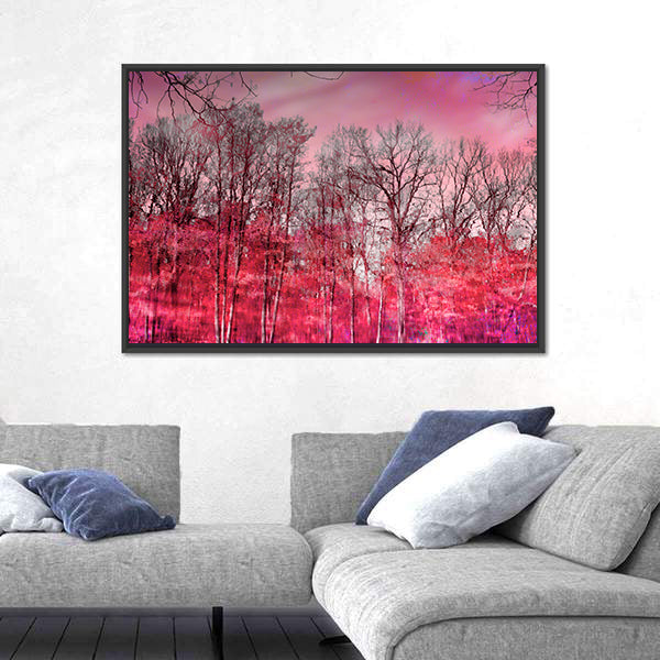 Surreal Pink Winter Forest Canvas Wall Art