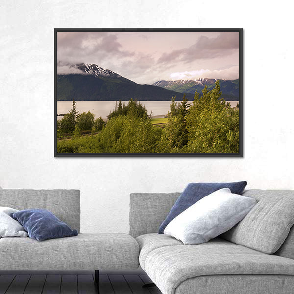 Mountain Lake In Alaska Canvas Wall Art