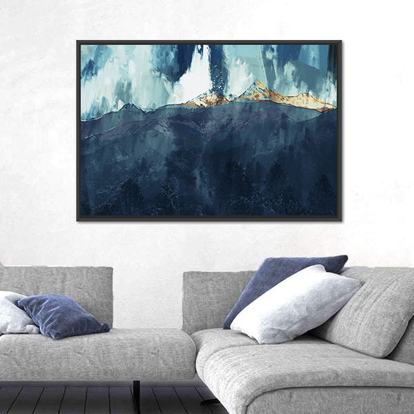 Abstract Mountain Range at Golden Dusk Canvas Wall Art