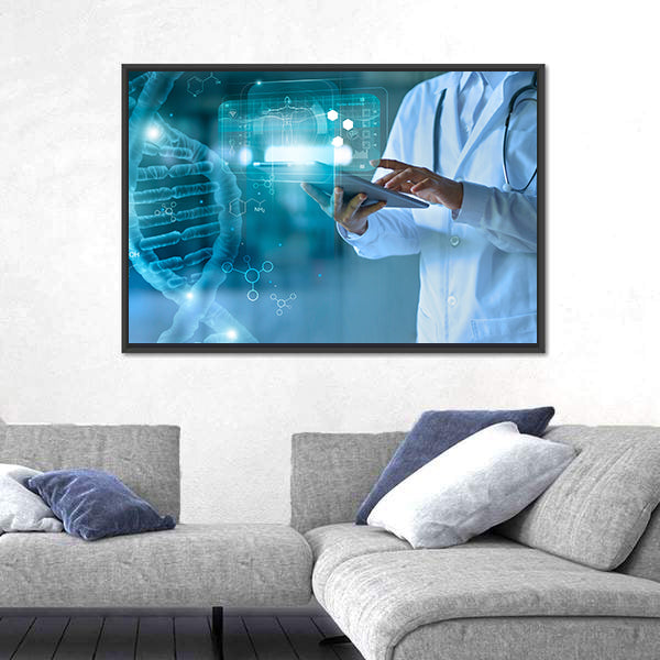 Medical Technology Concept with Doctor and Holographic Display Canvas Wall Art