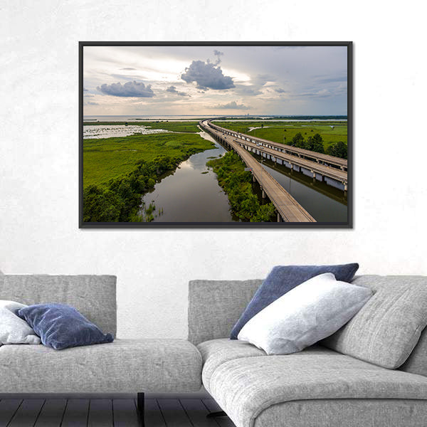 Interstate 10 Bridge Over Mobile Bay, Alabama Canvas Wall Art