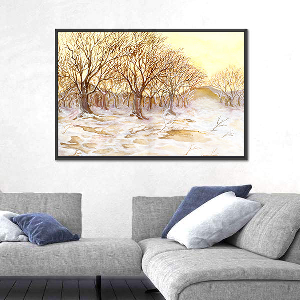 Watercolor Winter Forest Canvas Wall Art