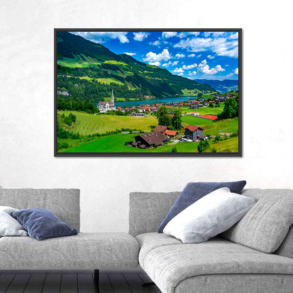 Swiss Village Lungern In Switzerland Canvas Wall Art