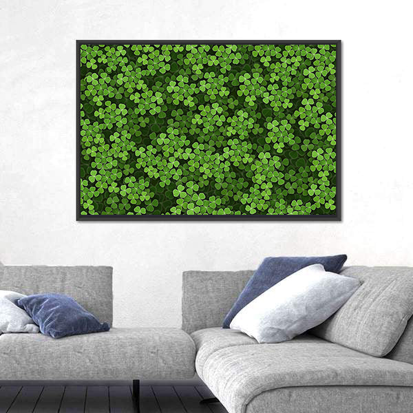 Green Shamrock Illustration Canvas Wall Art