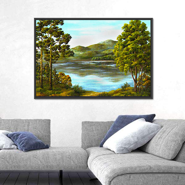 Autumn Mountain Lake Canvas Wall Art