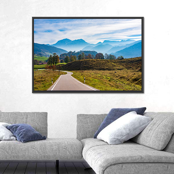 Winding Road in the Bavarian Alps Canvas Wall Art