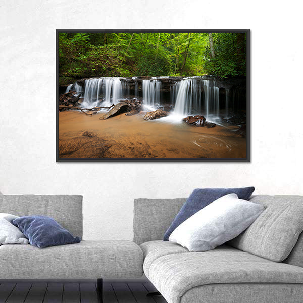 Peaceful Forest Waterfalls Canvas Wall Art