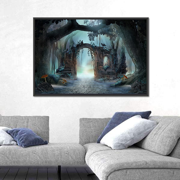 Archway In An Enchanted Fairy Forest Canvas Wall Art
