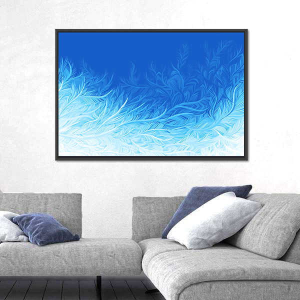 Winter Blue Curly Ice Frost Canvas Wall Art
