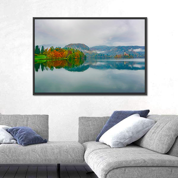 Autumn at Bled Lake, Slovenia Canvas Wall Art