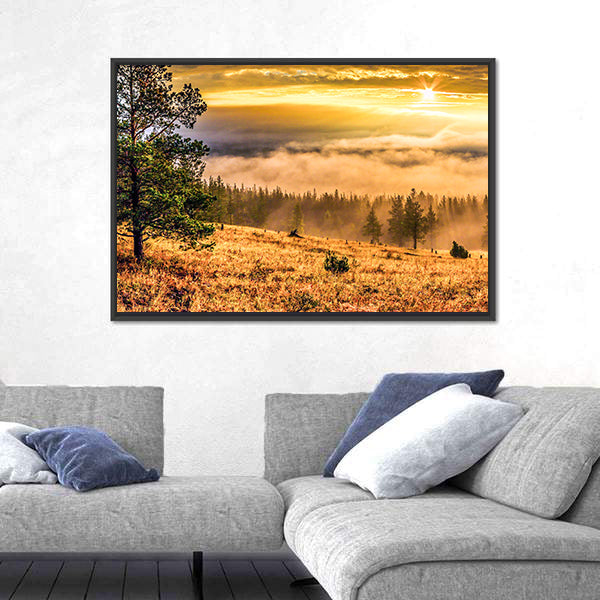 Ural Taiga Hills At Dawn In Bashkortostan Canvas Wall Art