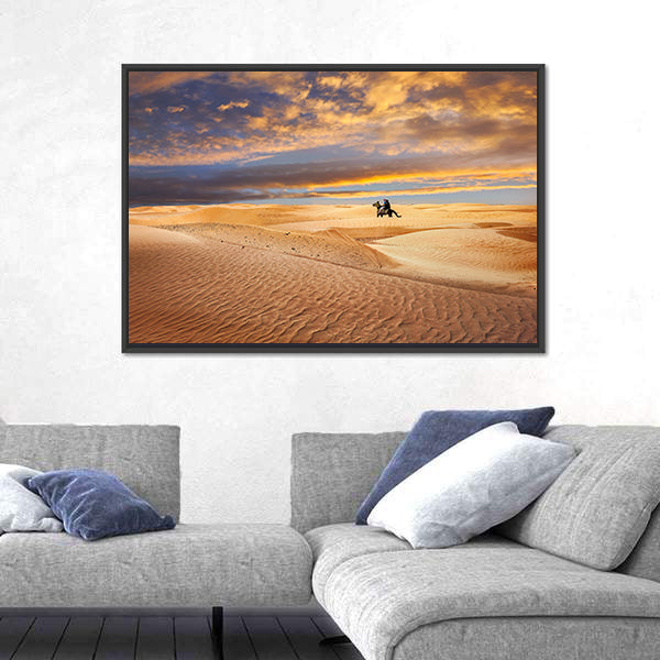 Sahara Desert At Sunrise In Tunisia Canvas Wall Art