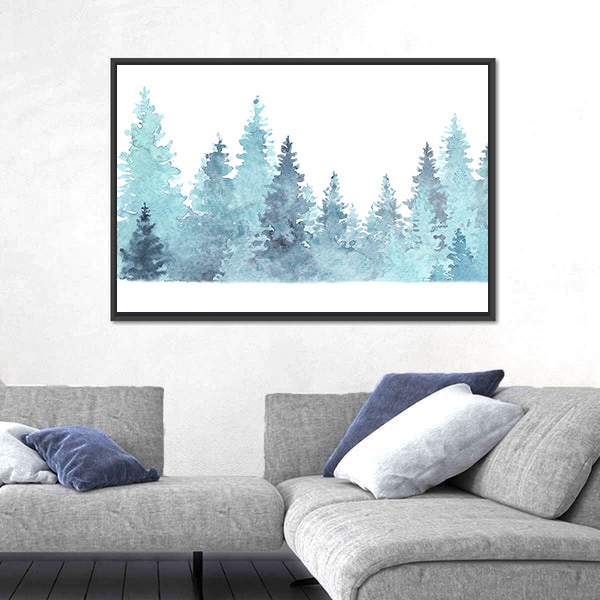 Watercolor Coniferous Forest Canvas Wall Art