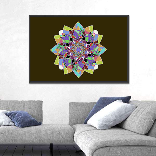 Dahlia Flower Mandala Canvas Wall Art